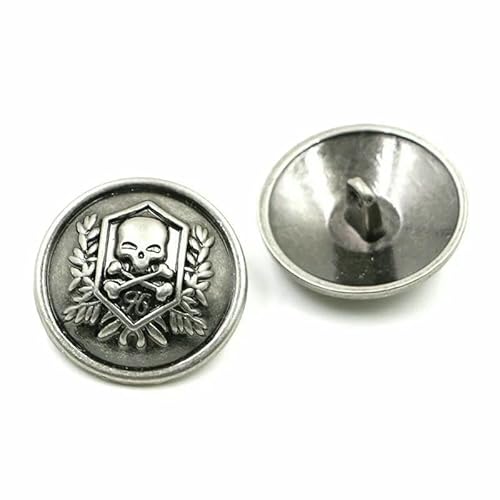 10 Stück runde Totenkopf-Metallknöpfe mit Schaft, DIY-Totenkopf-Mantelknopf für Herrenbekleidung, Anzüge, Modeschnalle, 5-624-2-21MM 10 Stück runde Totenkopf-Metallknöpfe mit Schaft, DIY-Totenkopf-Mantelknopf für Herrenbekleidung, Anzüge, Modeschnalle, 5-624-2-21MM von QOVBD