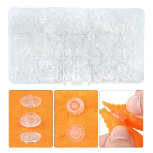 100/150 Sets T5 Druckknöpfe mit Druckknopfzange, Werkzeugsatz und Organizer-Behältern, DIY-Druckknöpfe für Kleidungsstücke, 150 Stück, transparent von QOVBD