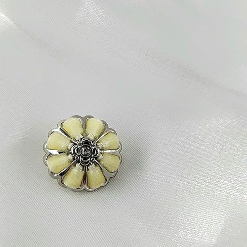 18/20/23/25 MM Bunte handgefertigte Ösenknöpfe mit Blumenmuster für Kleidung, modisches Dekor, Metallknopf zum Nähen, DIY, gelb, 18 mm, 6 Stück von QOVBD