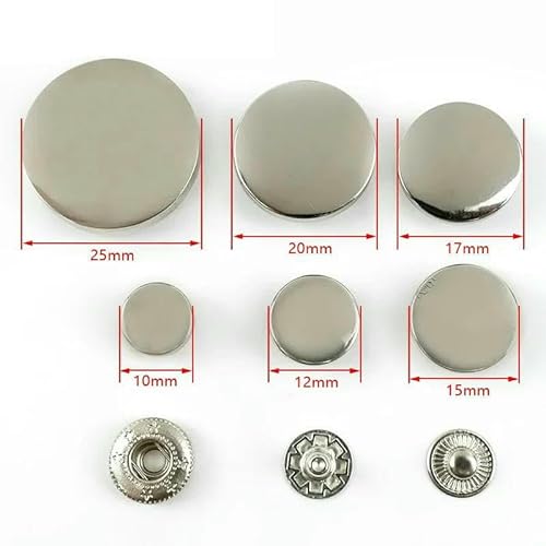 20 Sets 10–25 mm Metall-Druckknöpfe zum Nähen von Nieten, Druckknöpfen, Jacken, Mänteln, Taschen, Kleidung, Druckknöpfen, DIY-Bastelzubehör-D3-8-Antikes Silber-10 mm von QOVBD