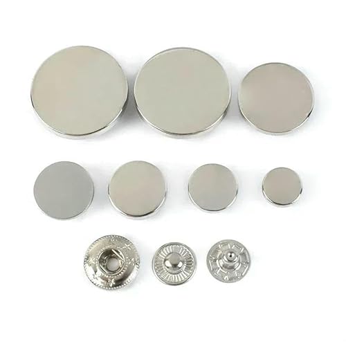 20 Sets 10–25 mm Metall-Druckknöpfe zum Nähen von Nieten, Druckknöpfen, Jacken, Mänteln, Taschen, Kleidung, Druckknöpfen, DIY-Bastelzubehör-D3-8-Silber-10 mm von QOVBD