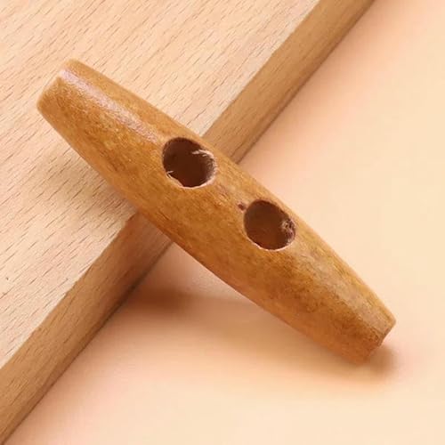 20 Stück 30–60 mm 7 Größen Naturholz Knebelschnallen aus Horn Holzknöpfe Nähen Basteln für Mäntel Handgefertigter ovaler Stopperknopf-11–5,5 cm von QOVBD