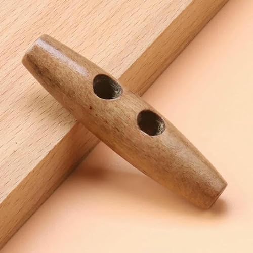 20 Stück 30–60 mm 7 Größen Naturholz Knebelschnallen aus Horn Holzknöpfe Nähen Basteln für Mäntel Handgefertigter ovaler Stopperknopf-13–4,5 cm von QOVBD