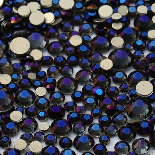 3000 Stück, gemischte Größen SS4–SS20, klare Kristall-Strasssteine, nicht zum Hotfixieren, goldfarbene flache Rückseite, Glitzersteine, Nagelkunst, Basteln, DIY-Dekorationen – violetter Effekt – 3000 Stück, gemischte Größen SS4–SS20, klare Kristall-Strasssteine, nicht zum Hotfixieren, goldfarbene flache Rückseite, Glitzersteine, Nagelkunst, Basteln, DIY-Dekorationen – violetter Effekt – von QOVBD