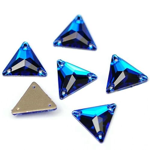 3270 Dreieck DIY Nähen Kristall Strass Aufnäher Steine Glasperlen Flache Rückseite Strass für Kleidung-Capri Blau-12mm 24St von QOVBD