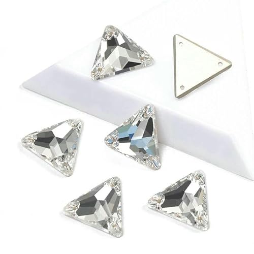 3270 Dreieck DIY Nähen Kristall Strass Aufnäher Steine Glasperlen Flache Rückseite Strass für Kleidung-Kristall-12mm 24St von QOVBD