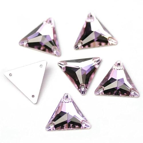 3270 Dreieck DIY Nähen Kristall Strass Aufnäher Steine Glasperlen Flache Rückseite Strass für Kleidung-Violett-12mm 56St von QOVBD