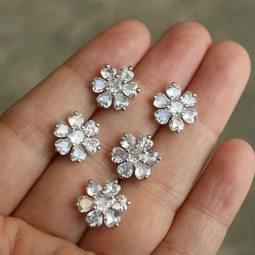 5 Stück/Los DIY Herz Blumen Kristallknöpfe Zirkonia Knopf für Mantel Strass Schmuck Nähknöpfe für Kleidung-13,0 mm 104 von QOVBD