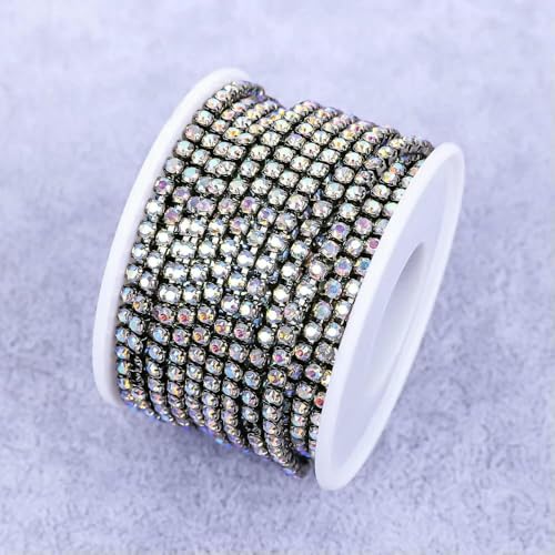 Crystal-Castle 9,1 m Strass-Besatz, Stein-Cup-Kette, Gold-Diamant-Strass, dekorative Applikationen für Kleider, Gun-Black Crystal AB-SS8-5 Yard Crystal-Castle 9,1 m Strass-Besatz, Stein-Cup-Kette, Gold-Diamant-Strass, dekorative Applikationen für Kleider, Gun-Black Crystal AB-SS8-5 Yard von QOVBD