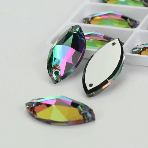 Flache Navette-Schnalle aus Glas, Nähsteine, flache Rückseite, zum Aufnähen von Strasssteinen für Kleidertaschen, 001VO, Vulkan, 36 Stück, 9 mm, 18 mm Flache Navette-Schnalle aus Glas, Nähsteine, flache Rückseite, zum Aufnähen von Strasssteinen für Kleidertaschen, 001VO, Vulkan, 36 Stück, 9 mm, 18 mm von QOVBD