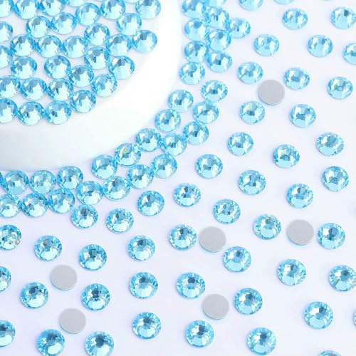 Glas-Strasssteine ohne Hotfix, SS6–SS30, Glitzersteine mit silberner Unterseite, Kristall, Nagelkunst, DIY, Basteln, Dekoration, Aquamarin, SS12, 1440 Stück Glas-Strasssteine ohne Hotfix, SS6–SS30, Glitzersteine mit silberner Unterseite, Kristall, Nagelkunst, DIY, Basteln, Dekoration, Aquamarin, SS12, 1440 Stück von QOVBD