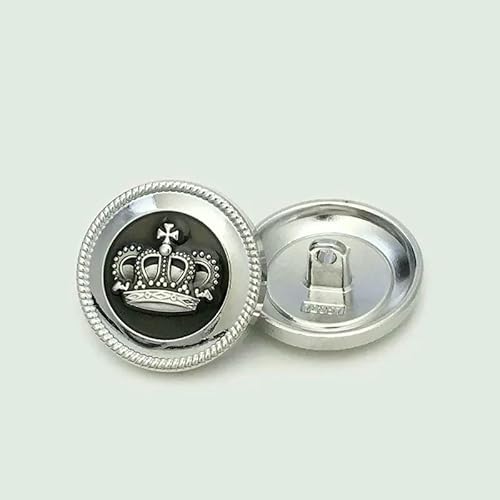Hochwertige Metallknöpfe im europäischen Kronendesign, Anzugdurchmesser 23,0 mm, goldene Nähknöpfe, Jacken- und Mantelknöpfe im britischen Stil, 2–18 mm, 10 Stück Hochwertige Metallknöpfe im europäischen Kronendesign, Anzugdurchmesser 23,0 mm, goldene Nähknöpfe, Jacken- und Mantelknöpfe im britischen Stil, 2–18 mm, 10 Stück von QOVBD
