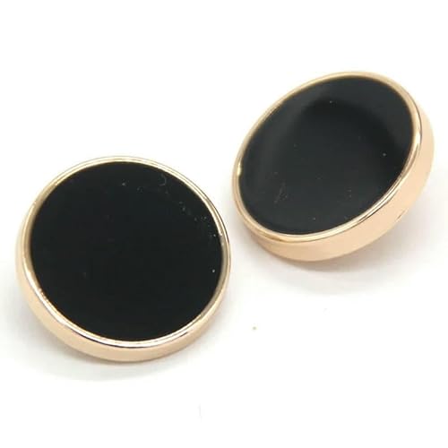 Klassische runde, flache Metallknöpfe mit Schaft für Kleidung, Mode, Mantel, Anzug, Blazer, Stricktaschen, handgefertigte Dekorationen, DIY-Bastelarbeiten, Gold/Schwarz, 20 mm, 6 Stück Klassische runde, flache Metallknöpfe mit Schaft für Kleidung, Mode, Mantel, Anzug, Blazer, Stricktaschen, handgefertigte Dekorationen, DIY-Bastelarbeiten, Gold/Schwarz, 20 mm, 6 Stück von QOVBD