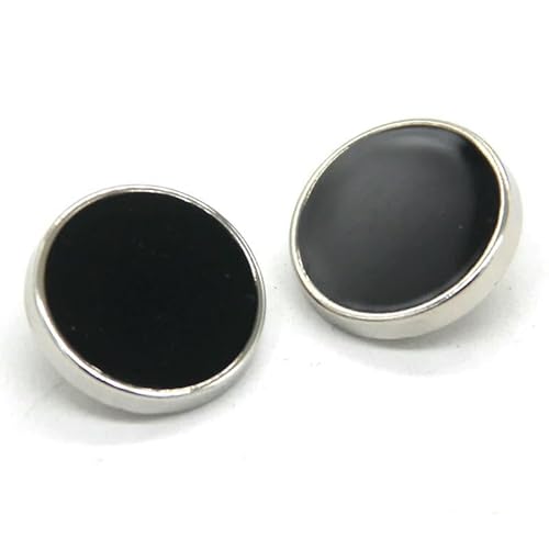 Klassische runde, flache Metallknöpfe mit Schaft für Kleidung, modische Mäntel, Anzüge, Blazer, Stricktaschen, handgefertigte Dekorationen, DIY-Bastelarbeiten, Weiß/Schwarz, 23,0 mm, 6 Stück Klassische runde, flache Metallknöpfe mit Schaft für Kleidung, modische Mäntel, Anzüge, Blazer, Stricktaschen, handgefertigte Dekorationen, DIY-Bastelarbeiten, Weiß/Schwarz, 23,0 mm, 6 Stück von QOVBD