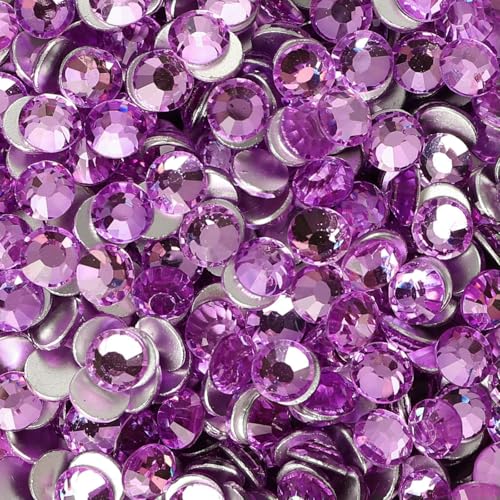 Neue SS6-SS30 Glaskristall-Strasssteine, Glitzer-Strass, flache Rückseite, für DIY-Nagelkunst, Basteldekoration, Lila, SS10, 1440 Stück Neue SS6-SS30 Glaskristall-Strasssteine, Glitzer-Strass, flache Rückseite, für DIY-Nagelkunst, Basteldekoration, Lila, SS10, 1440 Stück von QOVBD
