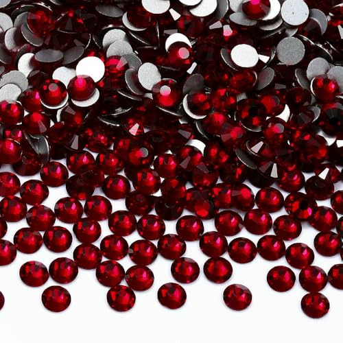 SS3-SS60 Rote Serie Glas-Strasssteine, superheller Kristall, rund, ohne Hotfix, flache Rückseite, zum Aufkleben auf 3D-Steine für DIY-Nagelkunst, Dunkelsiam, SS60, 144 Stück SS3-SS60 Rote Serie Glas-Strasssteine, superheller Kristall, rund, ohne Hotfix, flache Rückseite, zum Aufkleben auf 3D-Steine für DIY-Nagelkunst, Dunkelsiam, SS60, 144 Stück von QOVBD