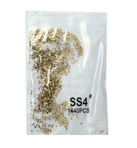 SS3-SS8 1440 Stück Kristall AB Gold 3D Nicht Hotfix Flatback Strass Nähen & Stoff Kleidungsstück Nail Art Strass-Dekorationen-Gold ss4 1440 von QOVBD