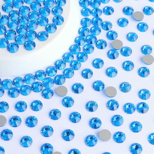 SS6-S30 Hotsale Flatbase Blue Series Glas-Rund-Strasssteine, Nailart, Glitzer-Kristall-Strass zum Basteln, Kleidungszubehör, Capriblau, SS16, 1440 Stück SS6-S30 Hotsale Flatbase Blue Series Glas-Rund-Strasssteine, Nailart, Glitzer-Kristall-Strass zum Basteln, Kleidungszubehör, Capriblau, SS16, 1440 Stück von QOVBD