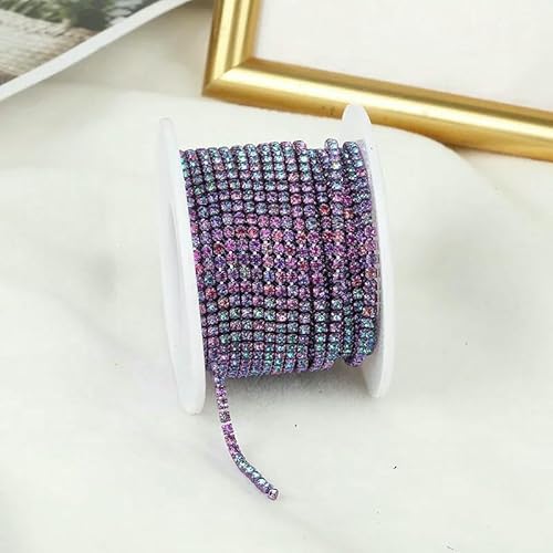 SS6-SS12 10 Yards bunte Strass-Kettenbesatz, dichtes Kettenbesatz zum Aufnähen auf Glaskristall-Becherkette, Gule auf Strass-Streifen für Heimwerker-Lila-Hell-SS12-3,0 mm-5 Yards SS6-SS12 10 Yards bunte Strass-Kettenbesatz, dichtes Kettenbesatz zum Aufnähen auf Glaskristall-Becherkette, Gule auf Strass-Streifen für Heimwerker-Lila-Hell-SS12-3,0 mm-5 Yards von QOVBD