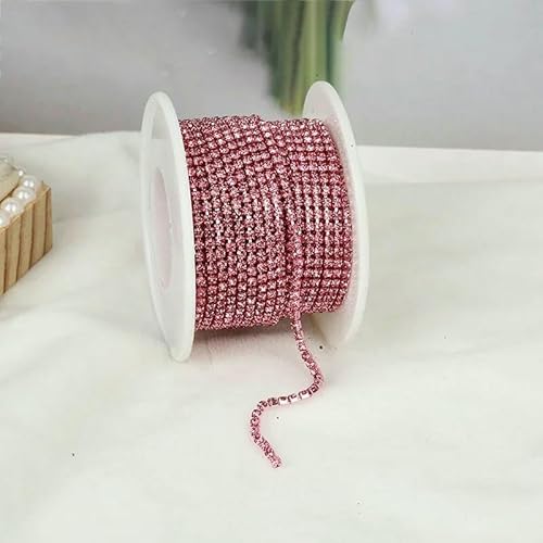 SS6-SS12 9,1 m bunte Strass-Kettenbesatz, dicht, zum Aufnähen auf Glaskristall-Becherkette, Gule auf Strass-Streifen für Heimwerker, Rose, SS6, 2 mm, 9,1 m pro Rolle SS6-SS12 9,1 m bunte Strass-Kettenbesatz, dicht, zum Aufnähen auf Glaskristall-Becherkette, Gule auf Strass-Streifen für Heimwerker, Rose, SS6, 2 mm, 9,1 m pro Rolle von QOVBD