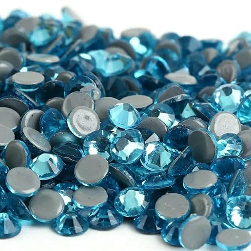 SS6-SS30 40 Farben Crystal AB Better Hot Fix Strasssteine, Glas-Strass-Hotfix-Strasssteine zum Aufbügeln, Nähen und Stoffdekorationen, Aquamarin-Mix, SS6-SS30, 10 Gramm von QOVBD