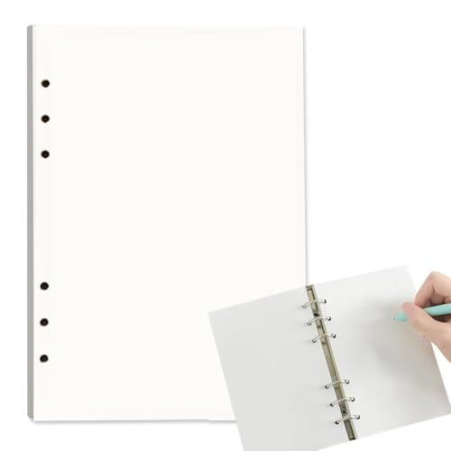 QOWUXHZ 120 Blätter Ringbucheinlagen A5 A5 Nachfüllpapier Blanko A5 Papier Nachfüllbare Refill Paper, 6 Löcher Nachfülleinlagen Loose Notizpapier Für A5 Notizbuch Ringbücher Skizze Einsätze von QOWUXHZ