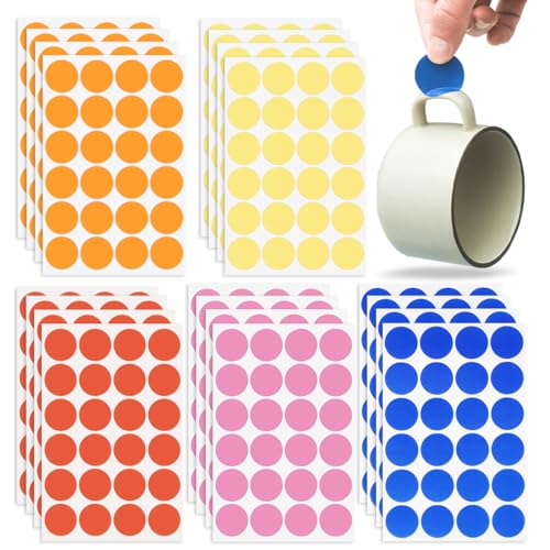 QOWUXHZ 480 Stück Bunte Sticker Punkte Runde 30 Mm Punktaufkleber Selbstklebende Markierungspunkte Wasserdicht Klebepunkte Aufkleber Kleine Farbkodierung Etiketten Mehrfarbig von QOWUXHZ