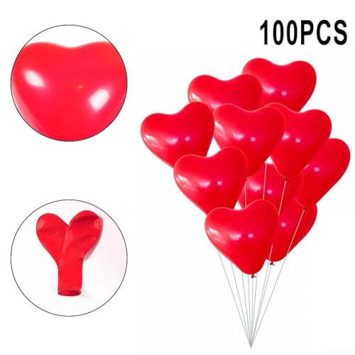 100 Stück Luftballons in Herzform 30cm in Rot für Hochzeit Valentinstag Geburtstag Dekoration von QOXEZY