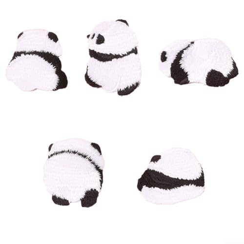 5 Stück Aufnäher zum Aufbügeln mit Tiermotiven, niedliche Panda-Designs für Kleiderdekoration von QOXEZY