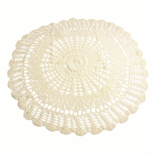 QOXEZY Anspruchsvolle, handgefertigte Spitzentischdecke, um Ihr kulinarisches Erlebnis elegant zu ergänzen (Beige 85–90 cm) von QOXEZY