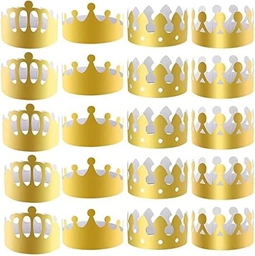 QOXEZY Glänzende goldene Papierkronen, 20-teiliges Set für Hochzeiten, Geburtstage und festliche Anlässe (20 Stück) von QOXEZY