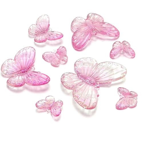 10–40 Stück Acryl-Schmetterlingsperlen, Dekoration, bunt, transparent, lose Abstandsperlen zum Selbermachen, für Armbänder, Halsketten, Zubehör, Rosa, 13 x 17 mm, 40 von QPFNEI