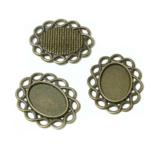 10 Stück 13x18mm Innengröße Antik Versilbert Blumen Stil Kamee Cabochon Basisfassung Charms Anhänger Halskette Befunde-D3-35 von QPFNEI