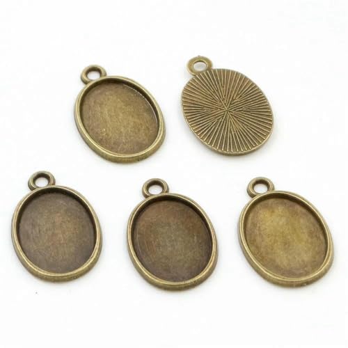 10 Stück 13x18mm Innengröße Antik Versilbert Blumen Stil Kamee Cabochon Basisfassung Charms Anhänger Halskette Befunde-D4-11 von QPFNEI