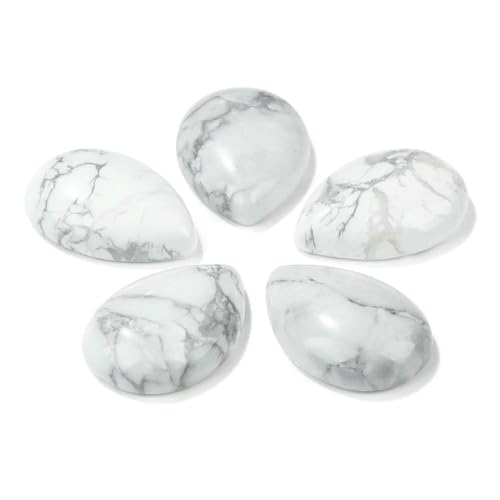 10 Stück natürliche flache Tigerauge-Stein-Cabochon-Perlen, Wassertropfen-Patch, Kamee-Perlen zur Schmuckherstellung, DIY-Ring, Ohrringe, Armbänder, Nr. 20, Howlith, 15 x 20 mm 10 Stück natürliche flache Tigerauge-Stein-Cabochon-Perlen, Wassertropfen-Patch, Kamee-Perlen zur Schmuckherstellung, DIY-Ring, Ohrringe, Armbänder, Nr. 20, Howlith, 15 x 20 mm von QPFNEI