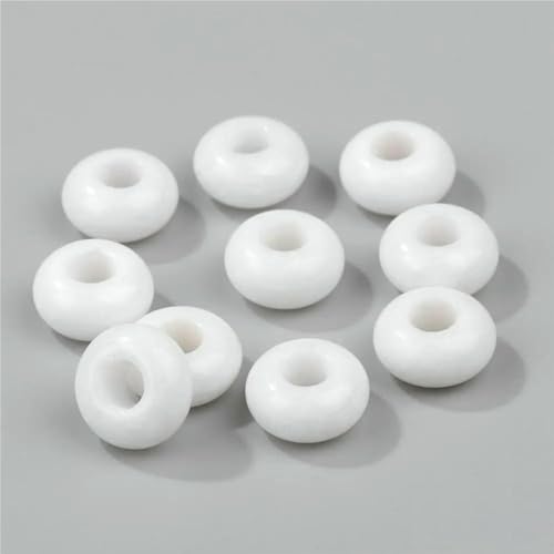 12 mm/14,0 mm große runde Perlen, Charms, Naturstein, Achate, große Lochperlen zur Schmuckherstellung, Halsketten, Ohrringe, Zubehör – 43 Weißes Porzellan – 1 Stück 12 mm/14,0 mm große runde Perlen, Charms, Naturstein, Achate, große Lochperlen zur Schmuckherstellung, Halsketten, Ohrringe, Zubehör – 43 Weißes Porzellan – 1 Stück von QPFNEI