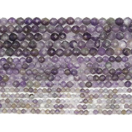 2 3 4,0 mm natürliche facettierte blaue Saphirsteine, lose Abstandsperlen zur Schmuckherstellung, DIY-Armband, Ohrringe, Zubehör, 15 Zoll Zoll, lila Amethyst, 4,0 mm (ca. 91 Stüc von QPFNEI