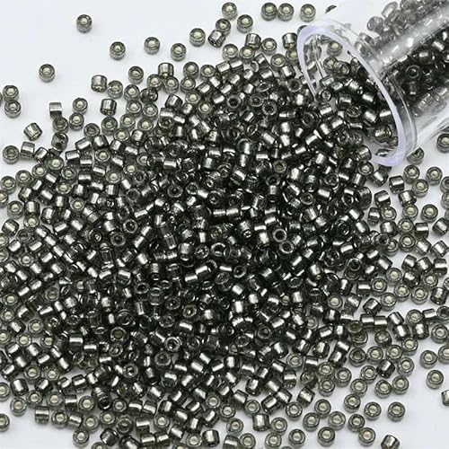 2 mm silberfarbene Innenseite Rocailles-Perlen, Glasperlen zum Basteln von Armbändern, Halsketten, Ringen, Rocailles-Perlen für DIY-Kunsthandwerk-PZ909-2 mm, 1200 Stü von QPFNEI