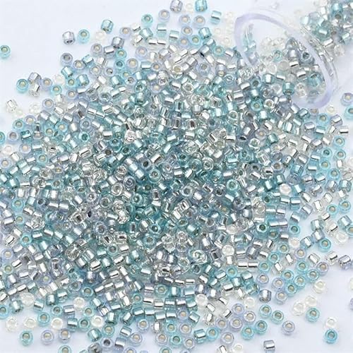 2 mm silberfarbene Innenseite Rocailles-Perlen, Glasperlen zum Basteln von Armbändern, Halsketten, Ringen, Rocailles-Perlen für DIY-Kunsthandwerk-PZ926-2 mm, 1200 Stü von QPFNEI