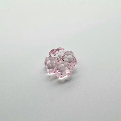 20 Stück Acryl-Perlen mit transparentem Kristall und geradem Loch, vierblättrige Perlen, 11 mm, für Handykette, Halskette, Armband, transparentes Rosa, 11 mm von QPFNEI