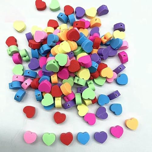 30/60 Stück 10 mm herzförmige Perlen, Polymer-Tonperlen, Abstandshalter, lose Perlen zur Schmuckherstellung, DIY, handgefertigtes Armbandzubehör, 11–30 Stück von QPFNEI