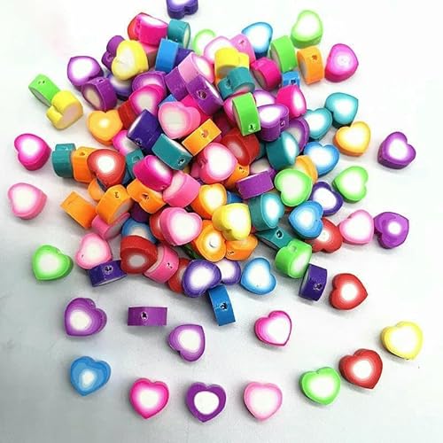 30/60 Stück 10 mm herzförmige Perlen, Polymer-Tonperlen, Abstandshalter, lose Perlen zur Schmuckherstellung, DIY, handgefertigtes Armbandzubehör, 14–30 Stück von QPFNEI