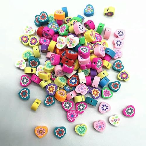 30/60 Stück 10 mm herzförmige Perlen, Polymer-Tonperlen, Abstandshalter, lose Perlen zur Schmuckherstellung, DIY, handgefertigtes Armbandzubehör, 31–30 Stück von QPFNEI