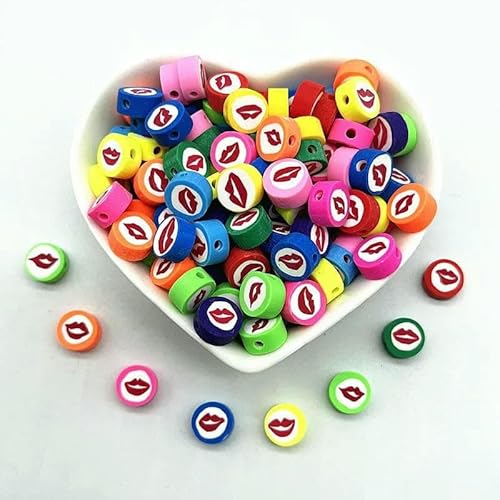 30/60 Stück 10 mm herzförmige Perlen, Polymer-Tonperlen, Abstandshalter, lose Perlen zur Schmuckherstellung, DIY, handgefertigtes Armbandzubehör-05-60 Stück von QPFNEI