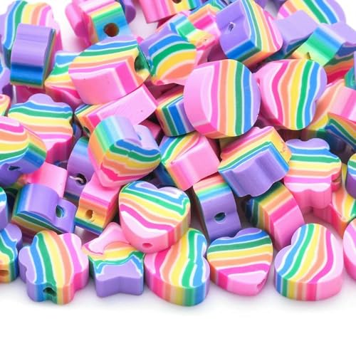 30 Stück 10 mm Herzform-Perlen, Frucht-Perlen aus Polymer-Ton, Abstandshalter, lose Perlen zur Schmuckherstellung, DIY-Armband, handgefertigt, H9767-49-30 Stück von QPFNEI