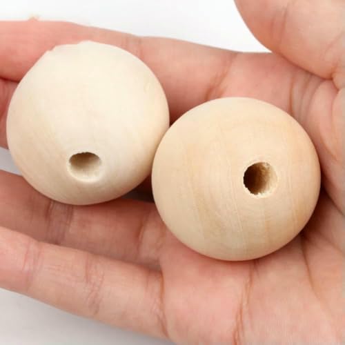 4–50 mm, 1–1000 Stück, natürliche Holzperlen, rund, Abstandshalter, Holzperlen, Bleikugeln, Charms, DIY zur Schmuckherstellung, handgefertigtes Zubehör, 30 mm, 3 Stück von QPFNEI