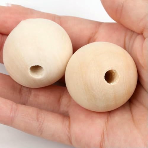 4–50 mm, 1–1000 Stück, natürliche Holzperlen, rund, Abstandshalter, Holzperlen, Bleikugeln, Charms, DIY zur Schmuckherstellung, handgefertigtes Zubehör, 35 mm, 2 Stück von QPFNEI