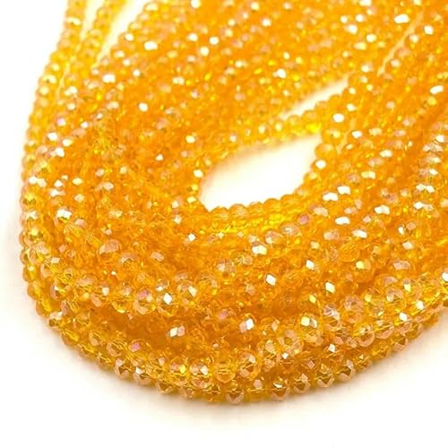 Bunte 2/3/4/6/8 mm Rondelle Österreichische facettierte Kristallglasperlen Lose Abstandsperlen zur Schmuckherstellung DIY-Zubehör-Orange ab-6 mm von QPFNEI