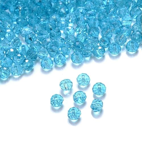 Dunkelblau 3/4/6 mm 120 Stück Rondelle Österreichische facettierte Kristallglasperlen Runde lose Abstandsperlen zur Schmuckherstellung - Seeblau 2–6 mm (40 Stück) von QPFNEI