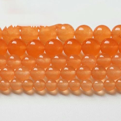 Glatte granatrote Glaskristallperlen, rund, lose Perlen, 15 Zoll Strang, 4 6 8 10 12 mm, zur Schmuckherstellung, DIY-Armband, Halskette, orange Perlen, 10 mm, 38 Stück von QPFNEI